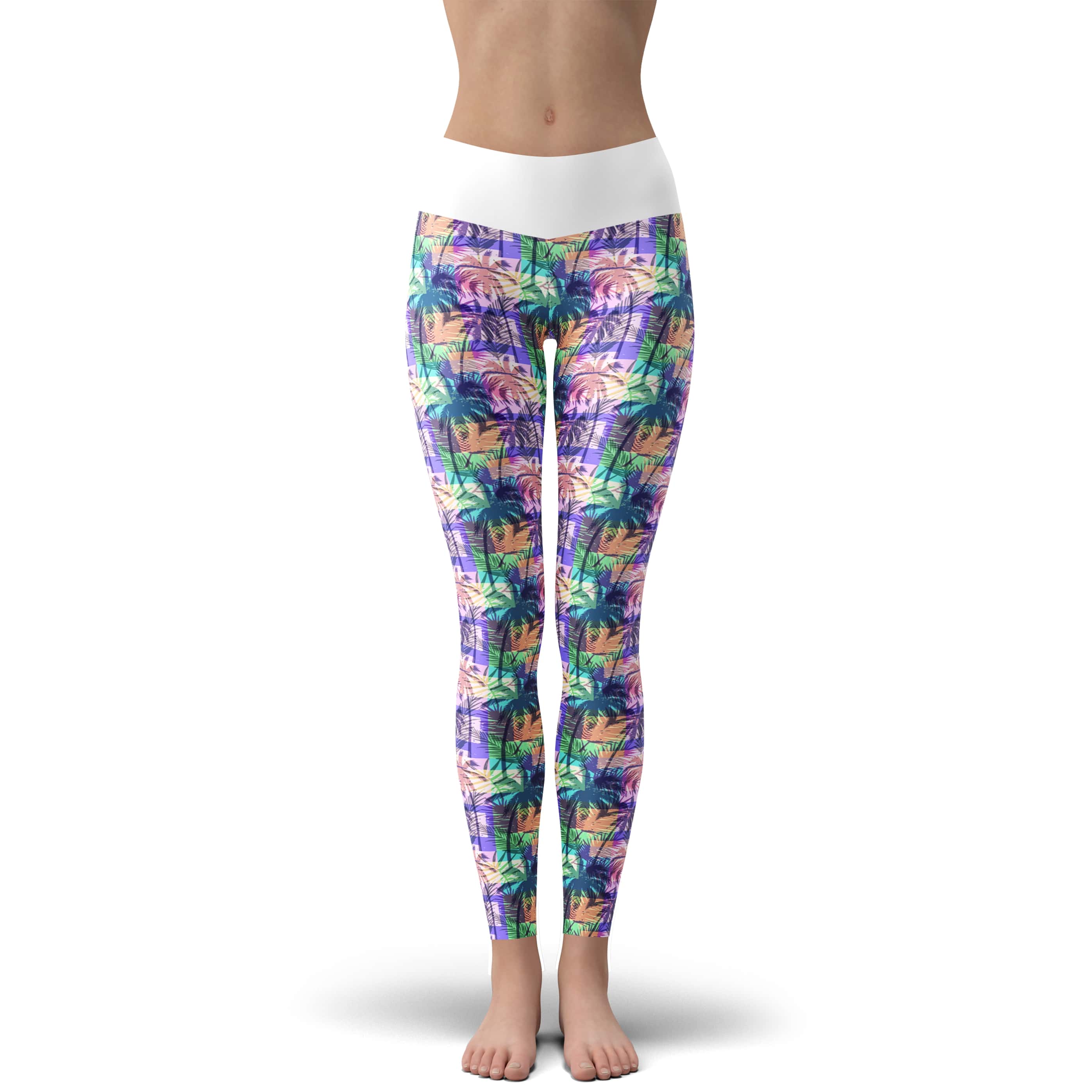 California Palm Tree Yoga Pants - Lily Mist