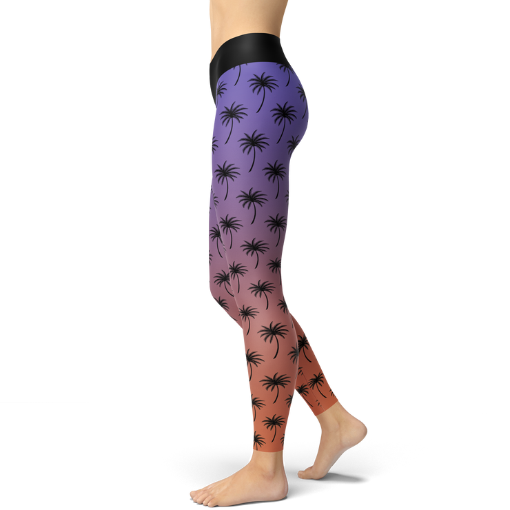 Sunset Palm Tree Yoga Leggings