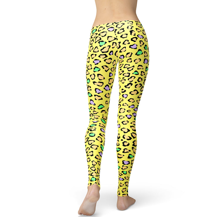 Yellow Colorful Cheetah Printed Leggings